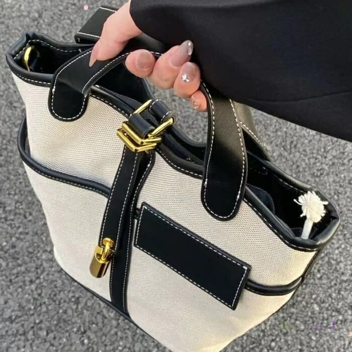 韓国 ハンドバッグ 巾着バケツバッグ シンプル配色 レディース かばん b13131