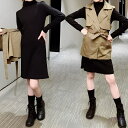 ケット 2点セット ハイネック スタイルアップ 秋春 韓国 ダンス カジュアル フォーマル ファッション 通学 可愛い コーデ 15430