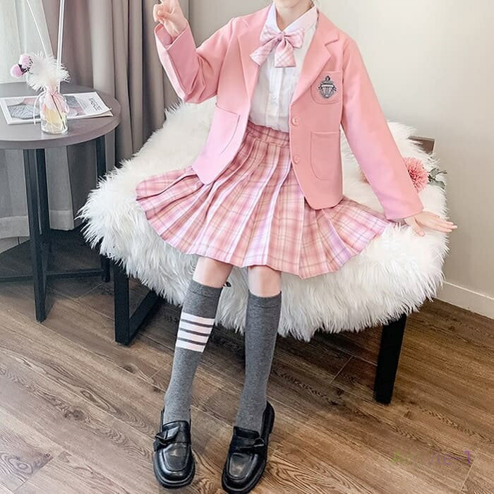 ブラウス チェック柄 プリーツスカート 3点セット 子ども 子供服 キッズ ガーリー ジュニア スカートスーツ セットアップ 15443