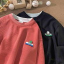 トレーナー メンズ 長袖 プルオーバー ロゴ 重ね着風 b12903