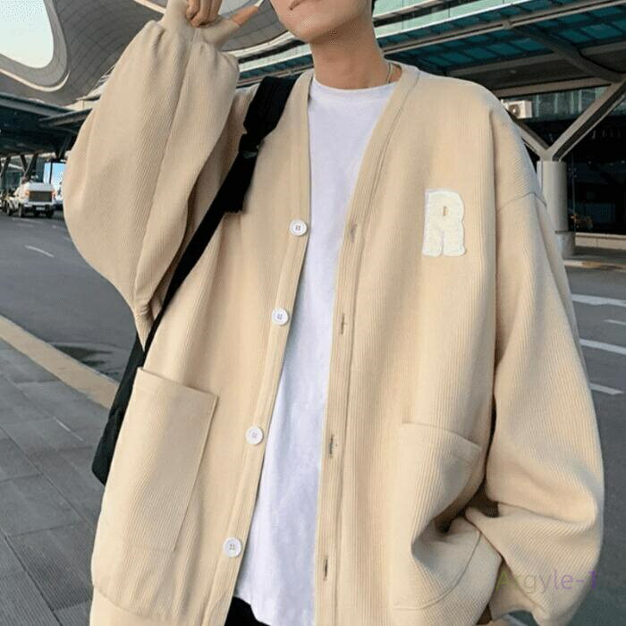 ニット メンズ カーディガン セーター 全2色 秋冬 高校生 中学生 韓国 b12921