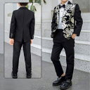 表会 キッズ フォーマルスーツ 長袖 男児 子供服 プリント ジャケット パンツ 2点セット 秋春 子供服 男 キッズ ジュニア 13061