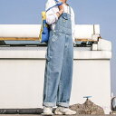 メンズ デニム オーバーオール ジーンズ ワイドレッグ パンツ 11908