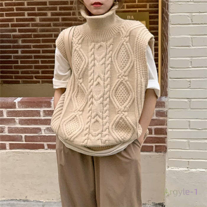 ハイネック ニット ベスト レディース 秋冬 ニットベスト タートルネック トップス ノースリーブ 大きいサイズ リブ ニットトップス セーター 重ね着 ニット...
