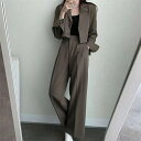 パンツスーツ セットアップ レディース 春 秋 ショートジャケット ワイドパンツ テーラードジャケット 大きいサイズ カジュアル 結婚式 フォーマル リクルート...