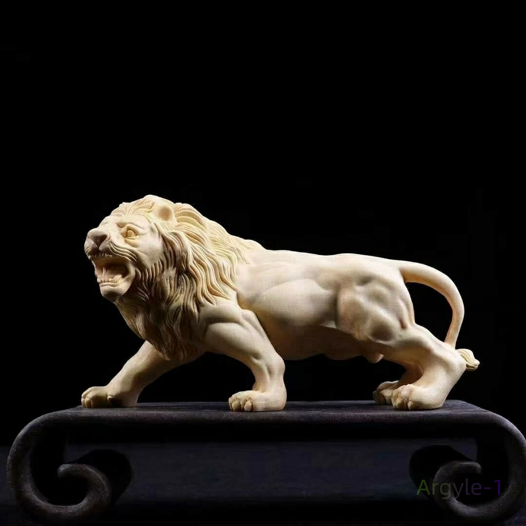 運気向上 厄除け 風水 開運 大願成就 縁起物 美術品 インテリア 置物 動物 木製フィギュア 獅子像 ライオン 木彫り彫刻