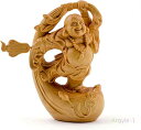 (高さ10cm×巾6cm×奥 木彫り 仏像 ミニ お守り 金運 風水 開運 置物 布袋様 縁起物 黄楊(柘植) 布袋さんの置物 様 布袋 七福神