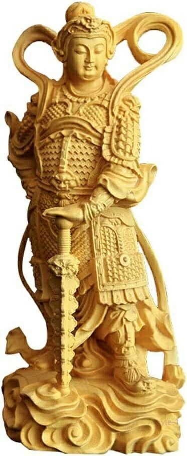 cm) 置物(Size:高さ16 魔除け 仏像 木彫り 美術品 桧木製高級木彫り 韋駄天立像