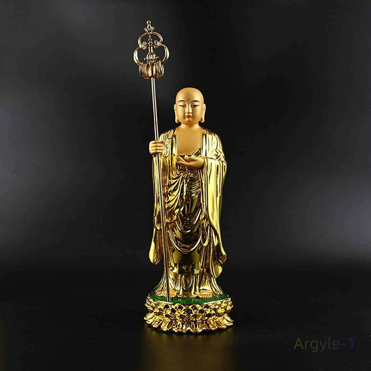 開運 風水 厄除け 祈る 仏壇仏像 ◆子育て・水子供養・守護 (総高さ28.5cm×巾9.5cm) 樹脂製】金色 【地..