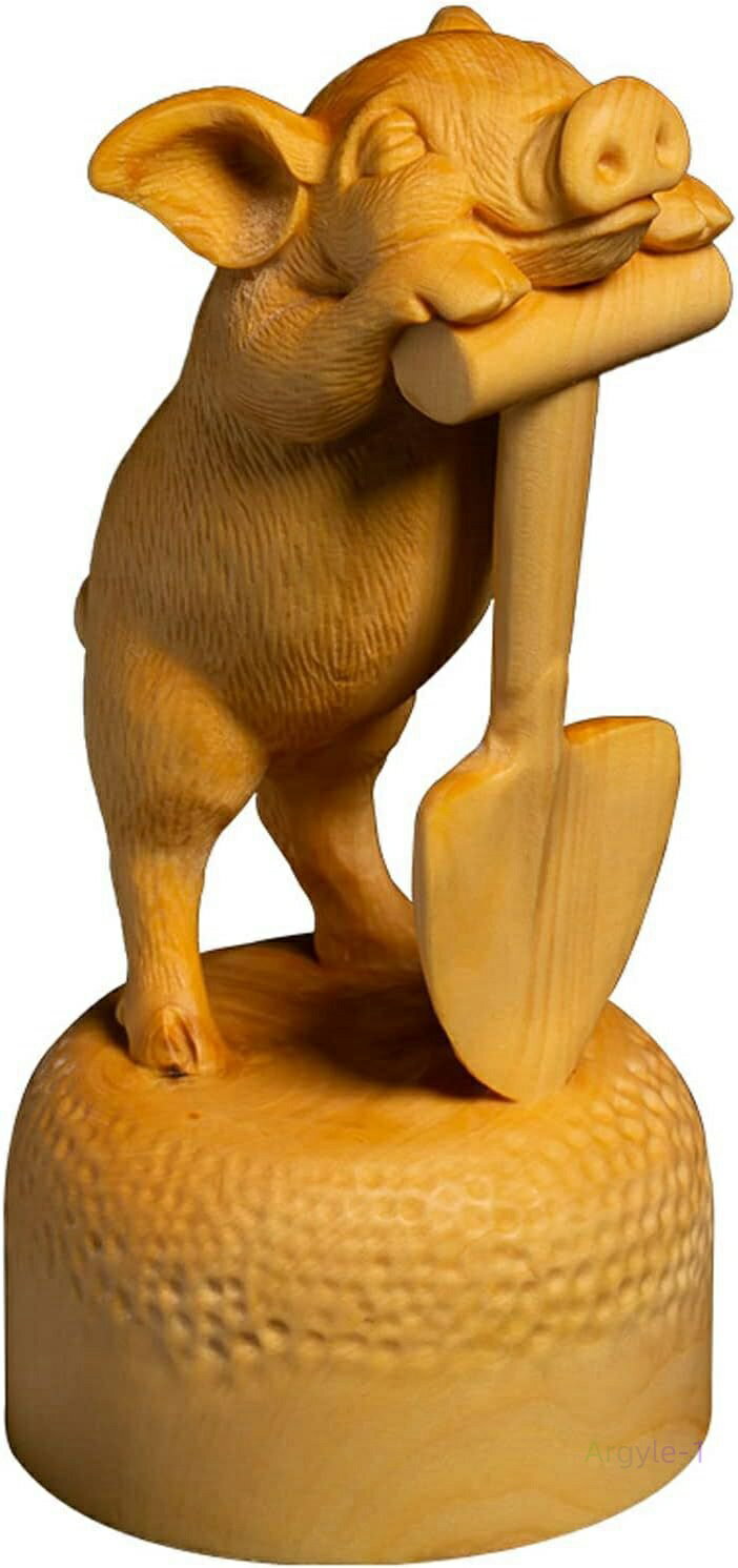 風 商売繁盛 金運 開運グッズ 縁起物 開運祈願 美術品 手作り木製彫刻 置き物 雑貨 高級天然ツゲ木彫り 置物 干支 立像 干支の豚