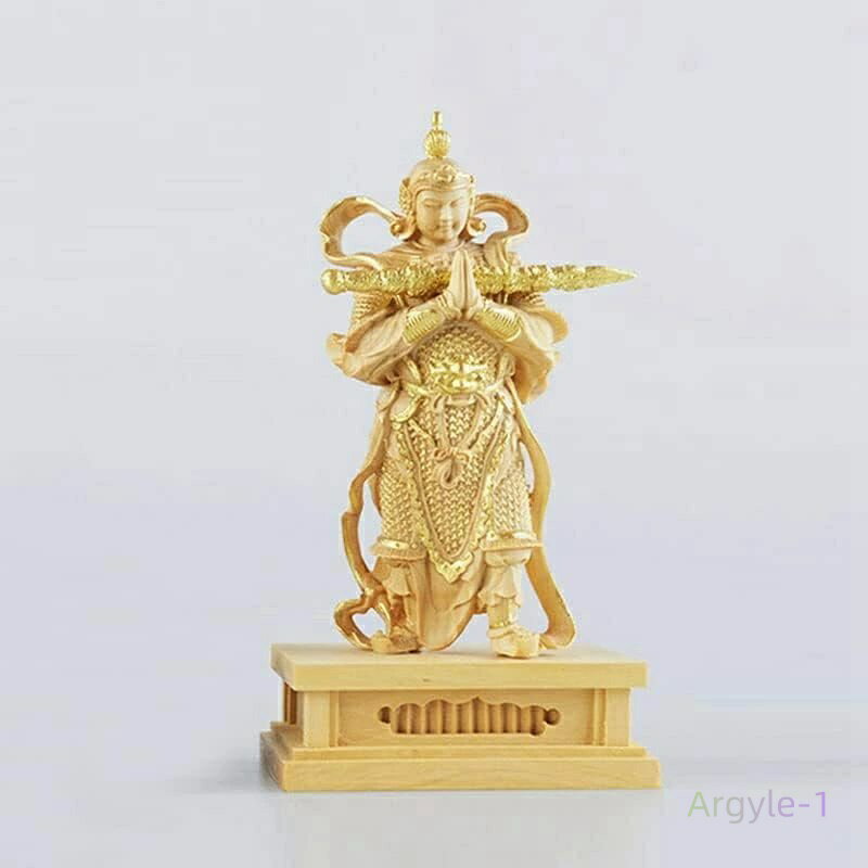 守 厄除け 商売繁盛 仏像彫刻 置物 木彫り 仏像コレクション フィギュア 美術 小型 木彫り【韋駄天立像】ツゲ製高級木彫り 仏像