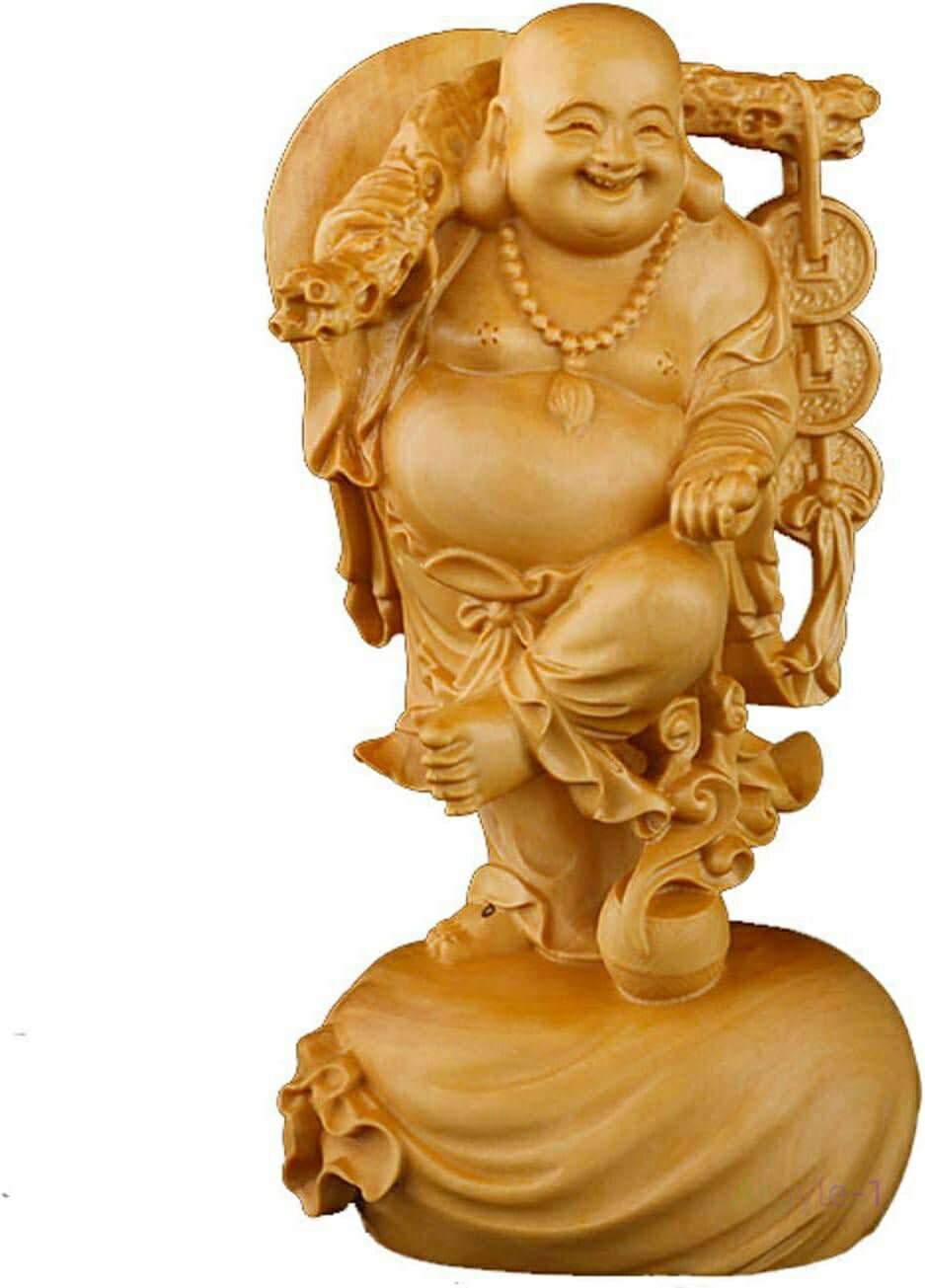 お守り(Size 金運 コレクション 仏像 様 布袋 七福神の置物 柘植 黄楊 仏教美術品 布袋様の置物 高級天然ツゲ木彫り 置物 布袋様
