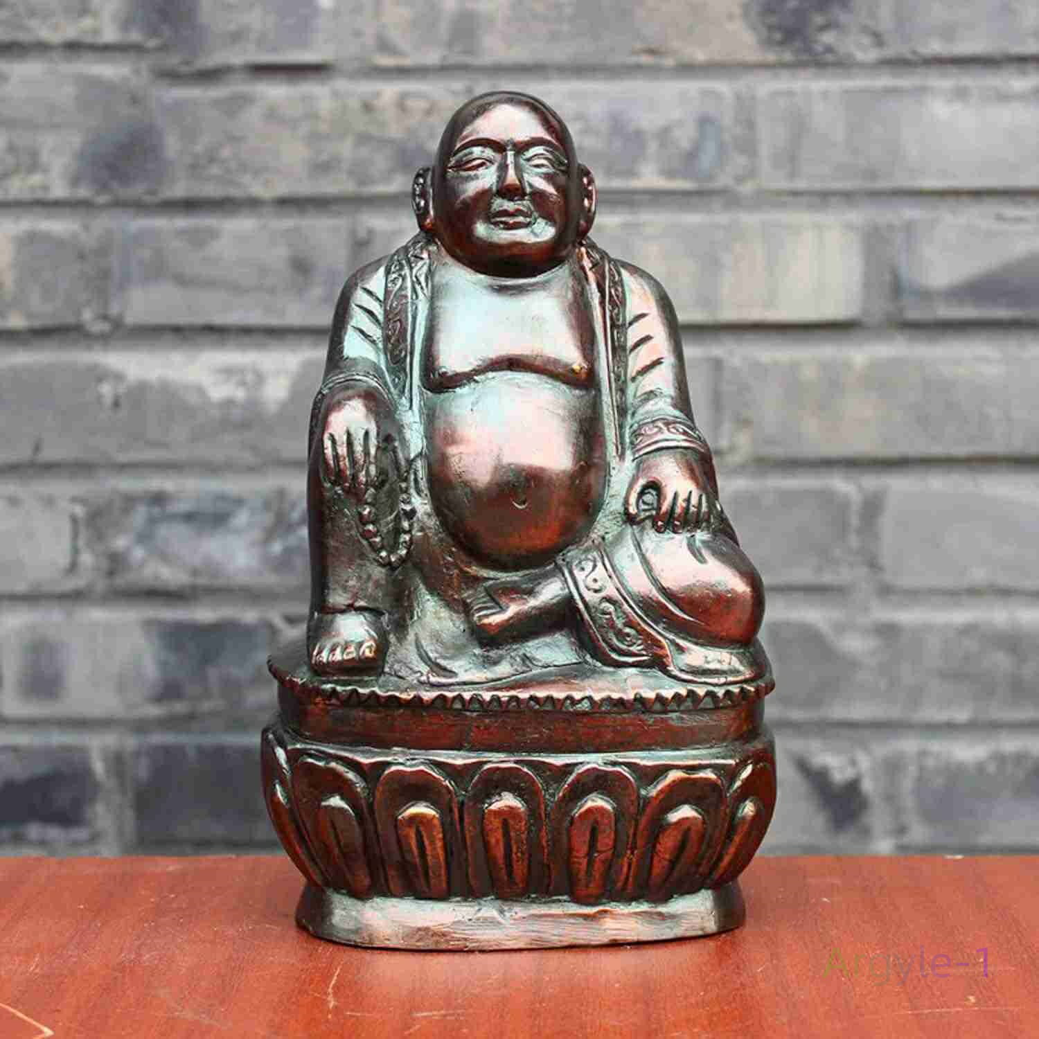 お守り(高さ23cm×巾13cm) 金運 真鍮 銅製 布袋様の置物 仏像