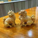 高級天然ツゲ木彫り 金運グッズ お守り(2体セット)開運グッズ 魔除け 高さ9cm 風水 置物 麒麟 木彫り