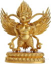 (金色) ミニチュア仏像 置物 風水 守護神 真鍮製 13cm 迦楼羅王像 ミニ 仏像