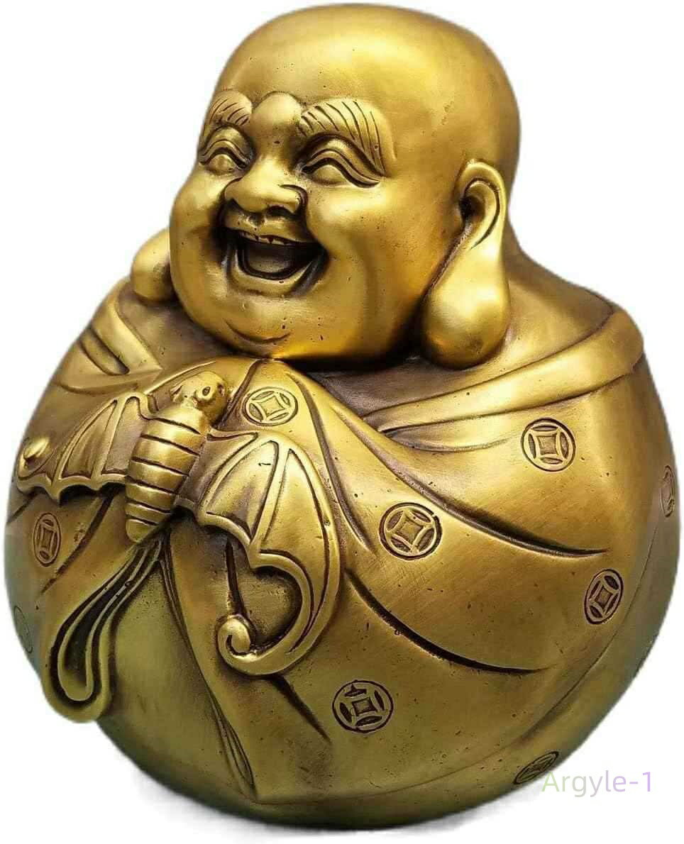 ◆商売繁盛・無病息災・福徳・福運・厄除け 銅製 布袋様置物 お守り (高さ17cm×巾15cm) 置物 弥勒菩薩 布袋様 七福神 仏像