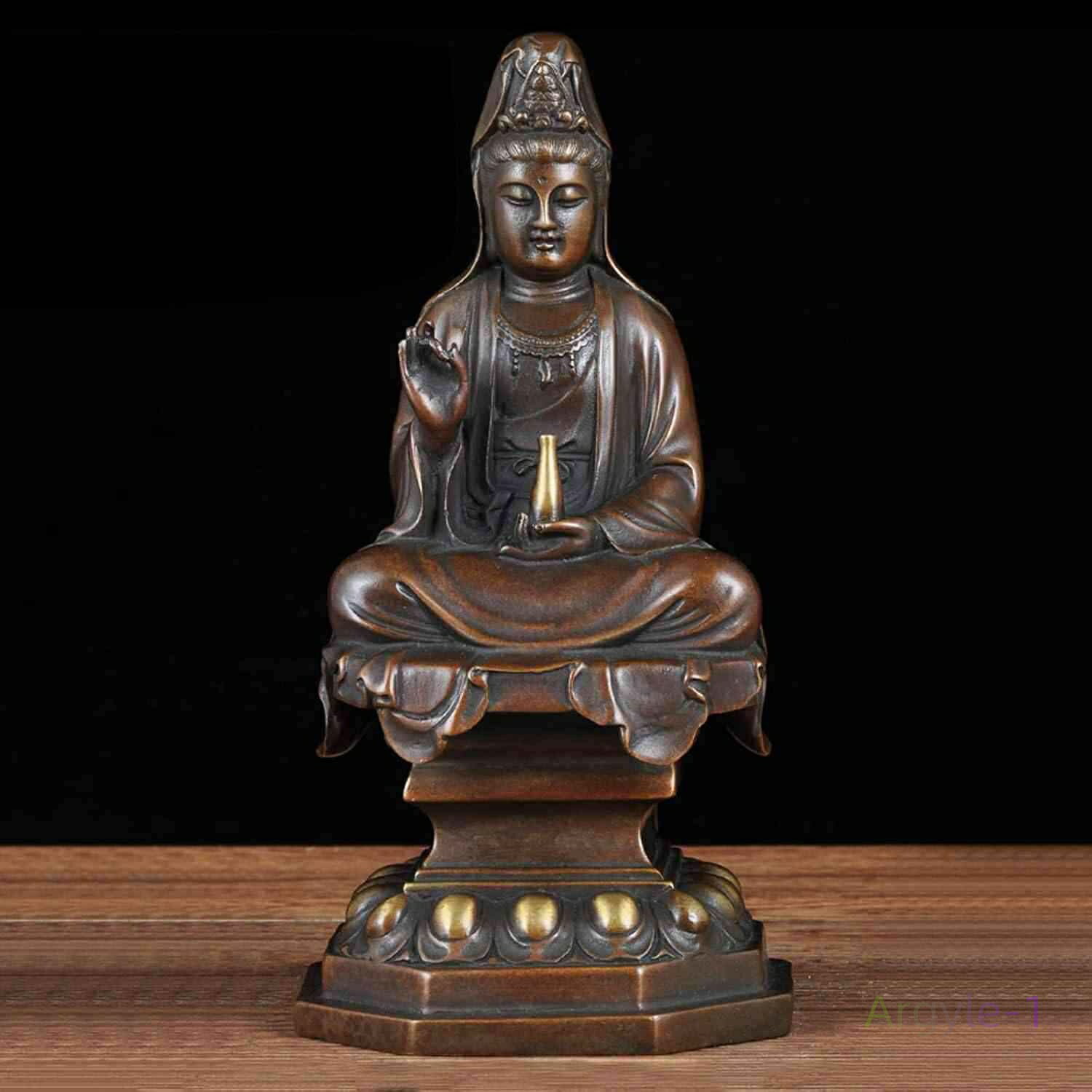 厄除け 祈る 開運 風水 特大サイズ 高さ約20cm 銅製 観音像 置物 仏像