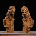 魔除け 厄除け 風水置物 15cm 木製 木彫りの置物【麒麟】2体セット