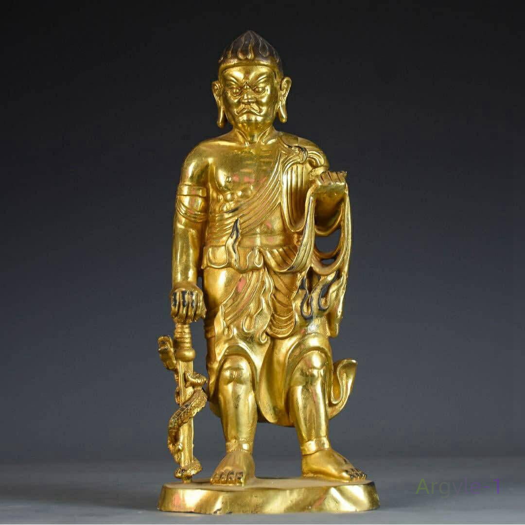 (高さ30cm×巾13cm×奥行9c 仏像コレクション 置物 魔除け 古美色 十二支守護本尊守り (酉年) 真鍮制 不動明王立像 チベット仏教