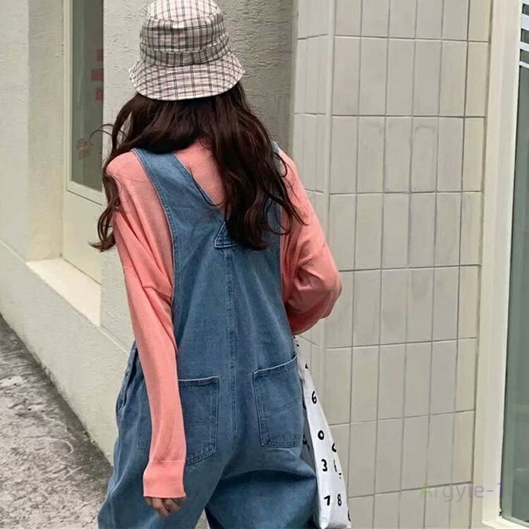 オーバーオール デニム レディース 春秋 デニムサロペット オールインワン サロペット デニム ロングパンツ パンツ ロング ゆったり つなぎ おしゃれ 無地 サロペ ポケット 体型カバー 重ね着 レイヤード 20代 30代 40代 人気 カジュアル