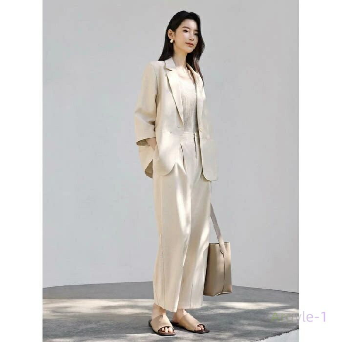 2点セット セットアップ レディース パンツスーツ テーラードジャケット 7分袖 ワイドパンツ テーパードパンツ 綿麻ライク ロングパンツ ジャケット 7分袖 春 秋 着痩せ シンプル 華奢見え カジュアル 女性らしい きれいめ お洒落 オフィス 通勤 OL