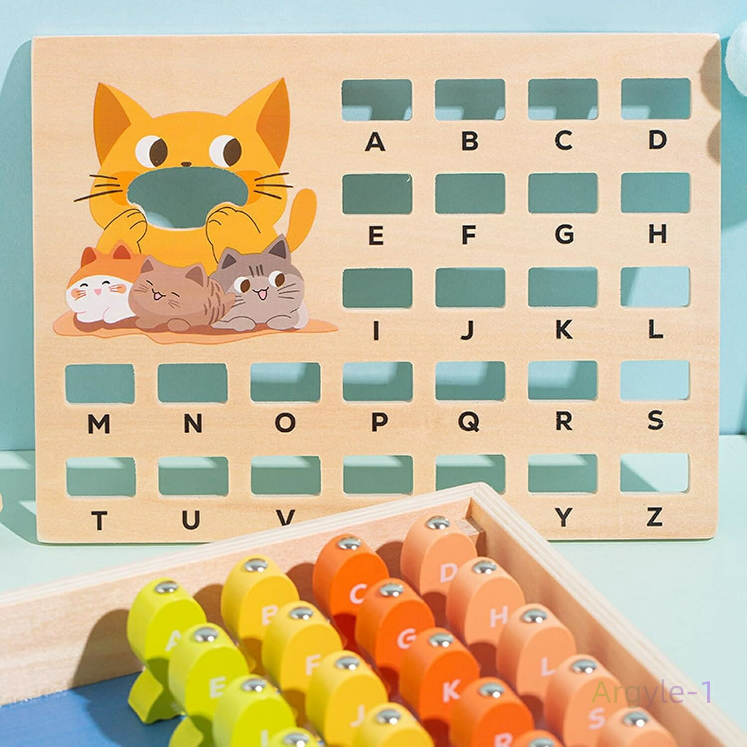 磁気フィッシングゲーム 単語スペルボックス 木製釣りおもちゃ アルファベット学習パズル | 親子インタラクション アルファベット学習 手先 巧緻性向上に最適