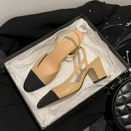 パンプス レディース 靴 シューズ ヒール 太ヒール チャンキーヒール ストラップ バイカラー コントラ..