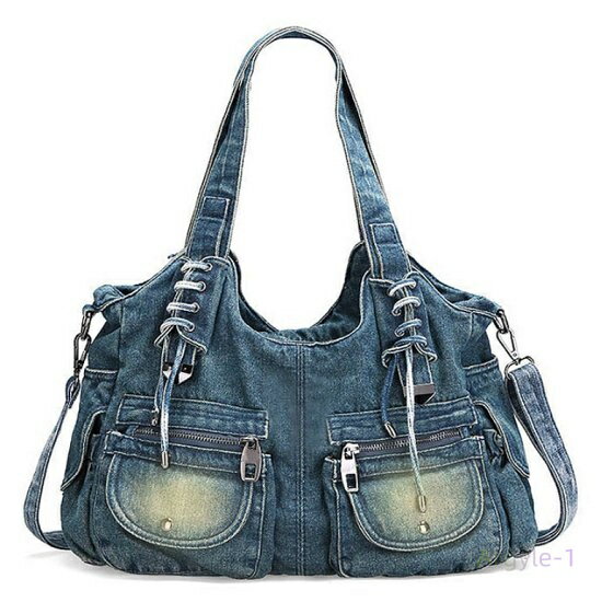 ショルダーバッグ ボストンバッグ デニム ジーンズ ボストンバッグ 大容量 収納 外ポケット 2way ショルダーバッグ ボストンバッグ デニム ジーンズ 大容...