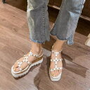 ウエッジソールサンダル レディース 靴 シューズ サンダル プラットフォーム 厚底サンダル スタッズ オープントゥ ボリューム カジュアル お出かけ おしゃれ ...