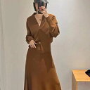セットアップ レディース ニット Vネック カーディガン 長袖 フロントボタン ニットスカート ロングスカート フレア レトロ クラシカル 2color きれい...