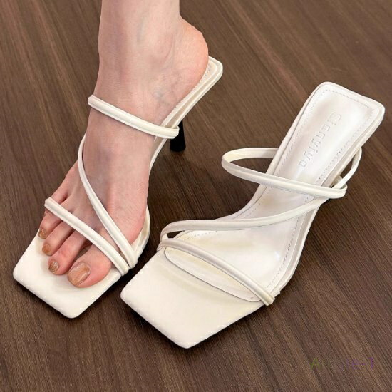 サンダル レディース 靴 シューズ オープントゥ スクエアトゥ 細ストラップ ヒール 美脚 脚長 カジュアル お出かけ おしゃれ きれいめ ..