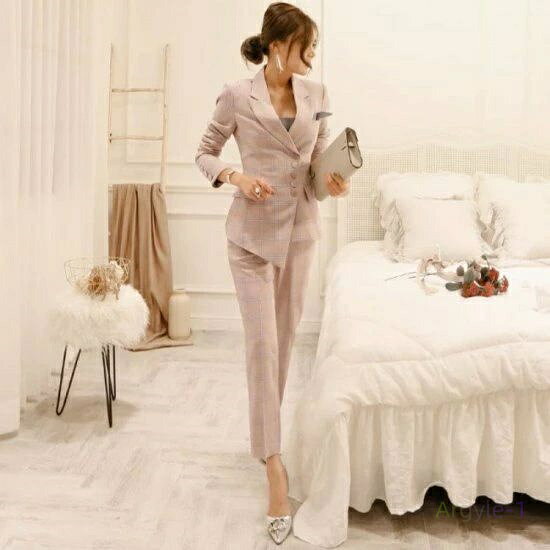 セットアップ レディース パンツスーツ テーラードジャケット ストレート クロップドパンツ スリム チェック ストライプ 2color エレガント オフィス 入学式 卒業式 入園式 卒園式 おしゃれ