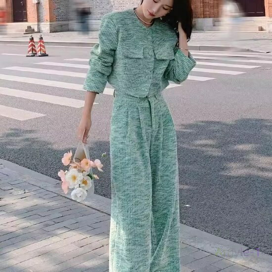 セットアップ パンツ ジャケット レディース 大きいサイズ ワイドパンツ ジャケット パンツセットアップ 2点セット グリーン 上下セット カジュアルミックス ...