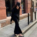 ニットセットアップ レディース 上下セット 2点セット ツーピース トップス セーター 長袖 Vネック プルオーバー ボトムス ロングスカート マーメイドシルエ...