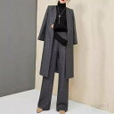 セットアップ レディース パンツスーツ 2点セット ツーピース ミドル丈ジャケット 羽織 長袖 ワイドパンツ ハイウエスト チェック柄 スタイリッシュ きれいめ...