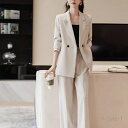 セットアップ レディース パンツスーツ 2点セット ツーピース ジャケット 羽織 長袖 スーツ襟 ロングパンツ シンプル ベーシック スタイリッシュ オフィス ...