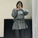 ニットセットアップ レディース 上下セット 2点セット ツーピース ジップアップセーター 長袖 ミニスカート ショート丈 秋冬 カジュアル お出かけ おしゃれ ...