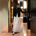 ティアードスカート レディースファッション ボトムス エンジェルスカート ロングスカート ウエストゴム ハイウエスト お洒落 フェミニン ガーリー 大人可愛い ...