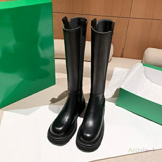 ロングブーツ レディース ブーツ 靴 シューズ 厚底ブーツ サイドゴア ラウンドトゥ 黒 ブラック カジュ..