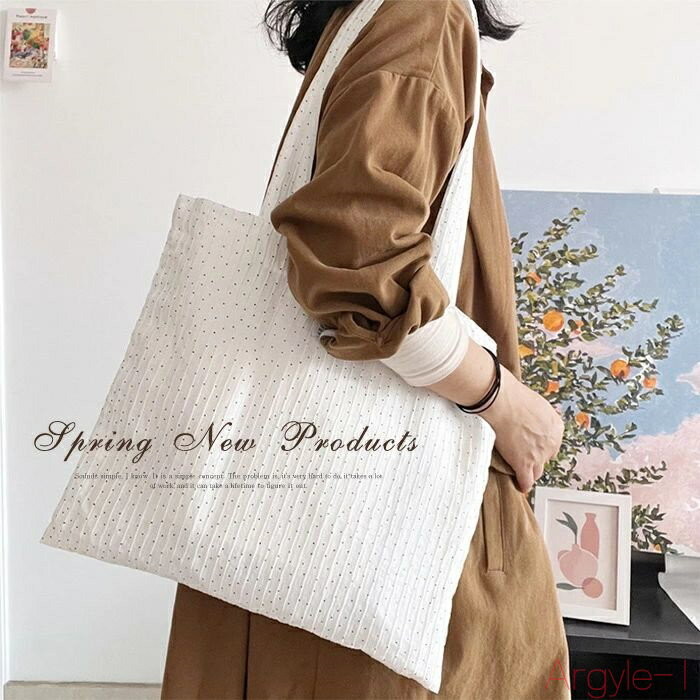 【送料無料】ドット 帆布 トートバッグ バッグ レディース 水玉 カバン キャンバス かばん 通勤用 a4 軽くて大容量 通勤バッグ 軽いかばん a4バッグ 仕...