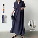 【送料無料】ワンピース レディース 春夏 半袖 スリット ロングワンピース ロング 半袖ワンピース 切り替え フレア 春 夏 フレアワンピース Aラインワンピー...