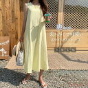 【送料無料】ワンピース ロングワンピース フレアワンピース レディース 夏 シャツワンピース ワンピース ノースリーブ シンプル シャツワンピ 体型カバー ロン...