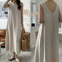 【送料無料】リネンワンピース レディース ワンピース きれいめ ゆったり 綿麻 ノースリーブ ワンピ ロングワンピース ミモレワンピース フレアワンピース 夏 ...