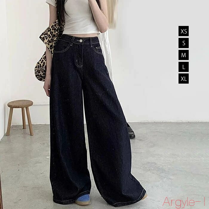【送料無料】デニムパンツ レディース ワイドパンツ 春 夏 秋 冬 デニムパンツ イージーパンツ ワイド デニムワイドパンツ ボトムス ガウチョパンツ 春 夏 ...