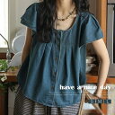 【送料無料】デニムシャツ シャツ レディース 半袖 無地 可愛い 薄手 コットン 綿シャツ 涼感 春 夏 涼しい オフィス ゆったり 着回し きれいめ 半袖シャ...
