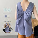 【送料無料】リネン ブラウス レディース 夏 無地 綿 麻 綿麻混 ノースリーブ コットン 切り替え トップス ノースリーブブラウス カジュアル おしゃれ 体型...