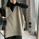 【送料無料】ニットベスト レディース 秋冬 Vネック ベスト 大きいサイズ ゆったり ニット トップス ノースリーブ 重ね着 レイヤード ゆる サイトスリット ...