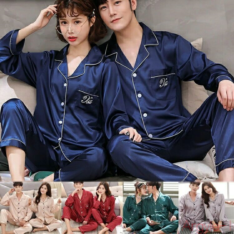 【送料無料】パジャマ 上下セット 半袖 夏 秋長袖 シルク調サテン地 レディース 襟付き ルームウェア トップス ボトムス 部屋着 記念日プレゼント ペアパジャ...