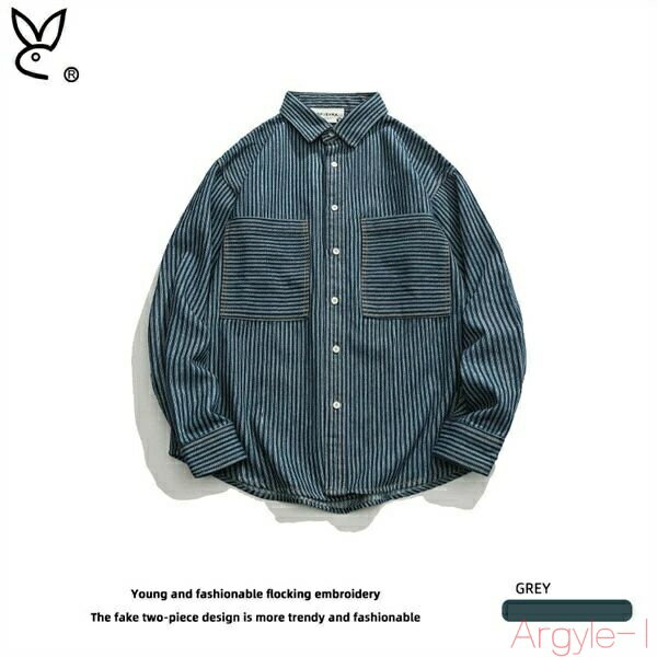 【送料無料】男女兼用 ストライプシャツ デニムジャケット デニムジャケット メンズ ジージャン 長袖 シャツ カジュアルシャツ ワークシャツ メンズ 秋服 メン...