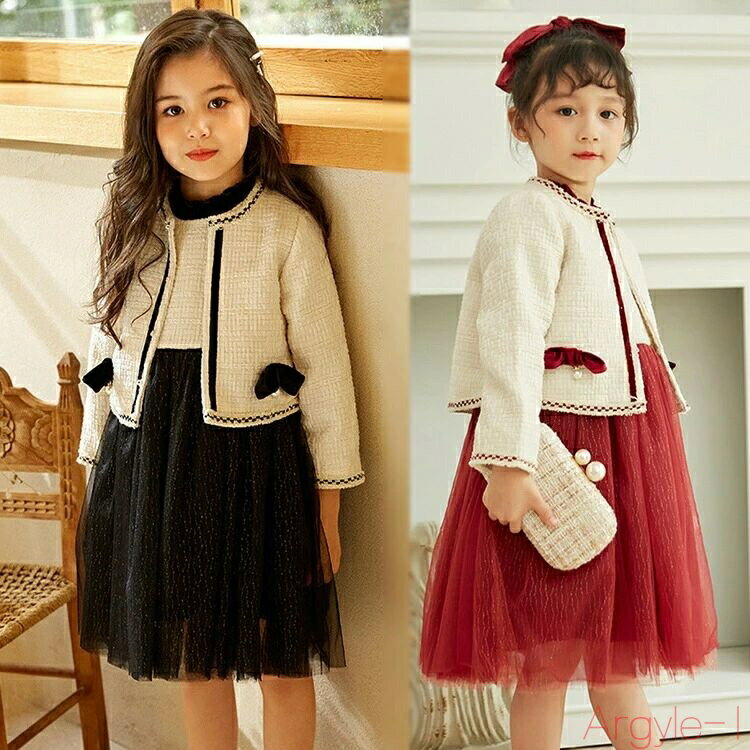 【送料無料】スーツ 子供服 女の子 入学式 ドレス 女の子 2点セット スカート ワンピース 子供ドレス 発表会 結婚式 卒業式 上品 七五三 フォーマル 小学...